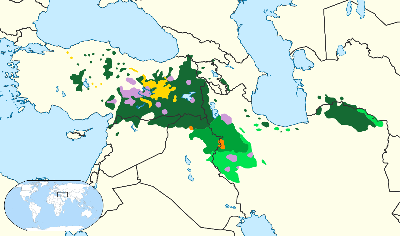 Map of the Kurdish languages. Source: Wikipedia